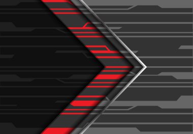 Kırmızı gri gümüş çizgi devre desen ok yönünde tasarım modern fütüristik teknoloji arka plan vektör çizim soyut.