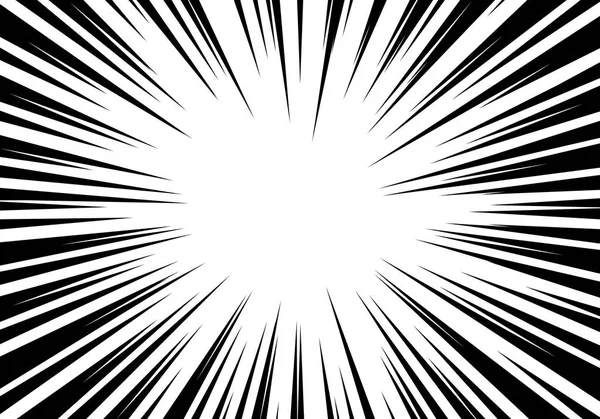 Linea Velocità Zoom Radiale Nero Bianco Illustrazione Vettoriale Sfondo Comico — Vettoriale Stock