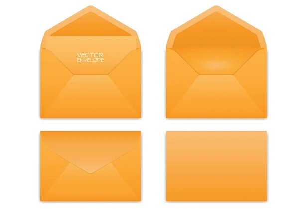 Realistic Orange Envelope Set White Background Vector Illustration — Stock Vector