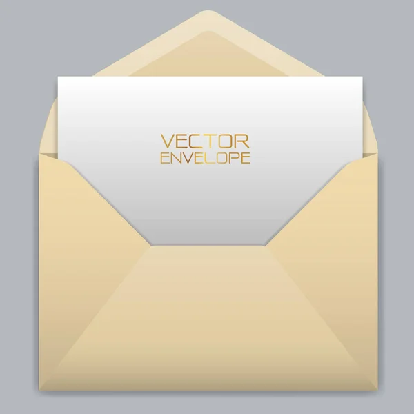 Realistic Yellow Envelope White Card Grey Background Vector Illustration Royalty Free Stock Vectors