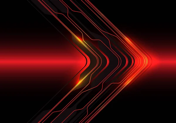 Abstrait Rouge Ligne Lumière Direction Flèche Circuit Sur Design Noir — Image vectorielle