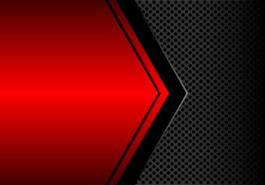 Siyah ok kırmızı metalik boşluk daire mesh desen tasarım modern futuristik arka plan vektör çizim.