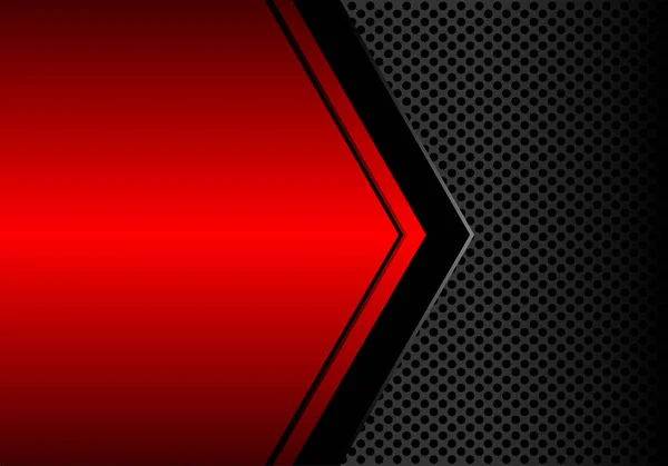 Seta Preta Abstrata Círculo Vermelho Metálico Espaço Branco Malha Padrão — Vetor de Stock