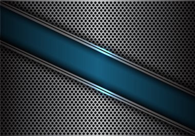 Gümüş çizgi daire örgü tasarım modern fütüristik arka plan vektör illüstrasyon üzerinde Soyut mavi eğik çizgi afiş.