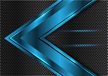 Soyut kırmızı metalik ok hızı yönünü karanlık daire kafes tasarım modern lüks fütüristik arka plan vektör çizim üzerinde.