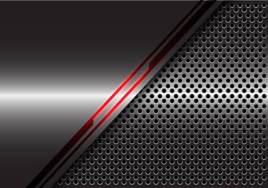 Soyut kırmızı ışık çizgi enerji gri metal daire kafes tasarım modern fütüristik teknoloji arka plan vektör çizim ile.