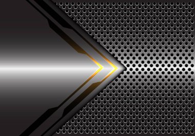 Soyut gri metalik sarı ışık ok yönünü daire kafes tasarım modern fütüristik teknoloji arka plan vektör çizim ile.
