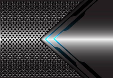 Gri metalik mavi ışık ok yönünde daire kafes tasarım modern fütüristik teknoloji arka plan vektör çizim ile.