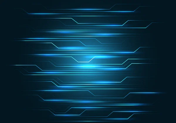 Luz Circuito Línea Azul Abstracta Diseño Negro Moderna Tecnología Futurista — Vector de stock