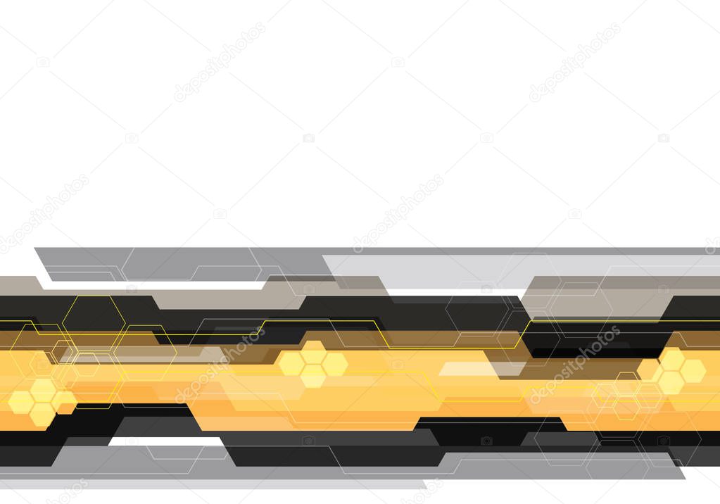 Abstract yellow grey technology polygon circuit line connect on white design modern futuristic background vector illustration.