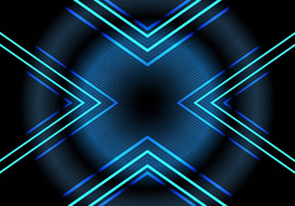 Abstrato Azul Neon Luz Seta Padrão Design Escuro Moderna Tecnologia — Vetor de Stock