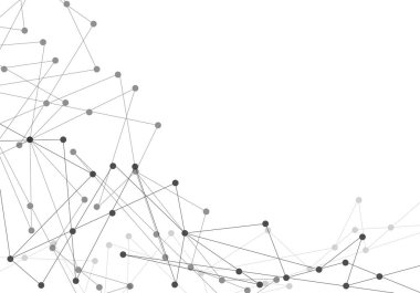 Soyut gri çizgi çokgen spot beyaz teknoloji arka plan vektör çizim üzerinde ağa bağlanma.