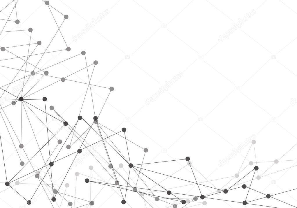 Abstract grey line polygon spot connect network on white technology background vector illustration.