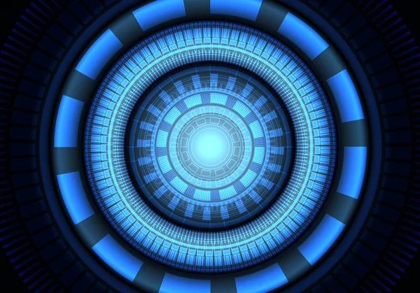 Abstrakcja Niebieski Okrąg Moc Światła Systemu Energii Technologii Futurystyczne Tło — Wektor stockowy