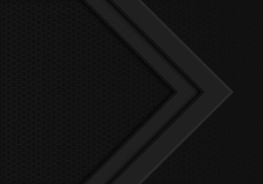 Soyut siyah ok yönünü karanlık altıgen kafes tasarım modern futuristik arka plan vektör çizim üzerinde.
