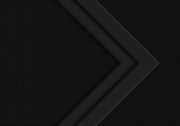 Abstrait Noir Flèche Direction Sur Sombre Hexagone Maille Conception Moderne — Image vectorielle
