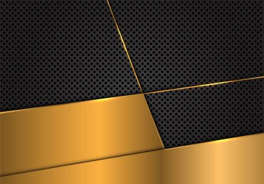 Soyut altın boş koyu gri daire örgü tasarım modern lüks fütüristik arka plan vektör illüstrasyon.