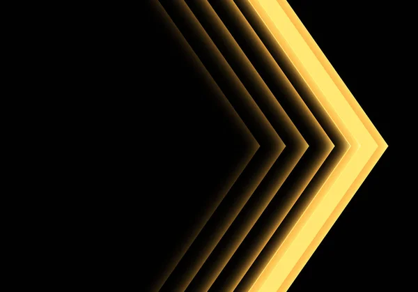Absztrakt Sárga Nyíl Fény Neon Irány Fekete Design Modern Futurisztikus — Stock Vector