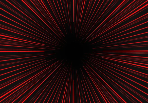 Vitesse Zoom Radiale Ligne Rouge Sur Illustration Vectorielle Noire — Image vectorielle