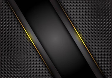 Soyut sarı ışık çizgisi yuvarlak örgü tasarım modern teknoloji fütüristik arka plan vektör illüstrasyon üzerinde koyu gri.