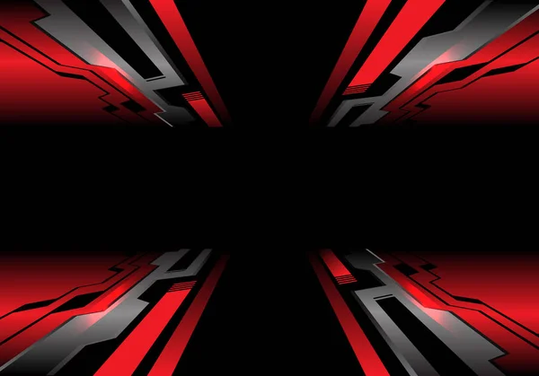 Abstrato Vermelho Cinza Circuito Zoom Preto Tecnologia Design Moderno Futurista — Vetor de Stock