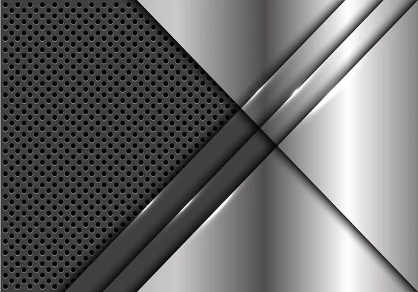 抽象银板重叠灰色金属圆网设计现代未来背景矢量图 — 图库矢量图片