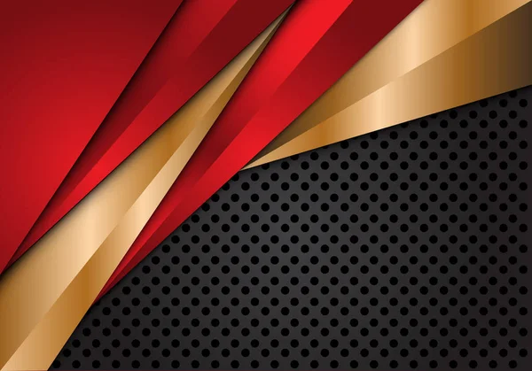 Abstract red gold metallic triangle on grey circle mesh design modern luxury futuristic background vector illustration.