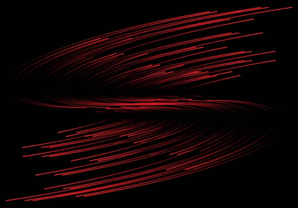 Linhas Vermelhas Abstratas Onda Curva Projeto Preto Ilustração Futurista Moderna — Vetor de Stock
