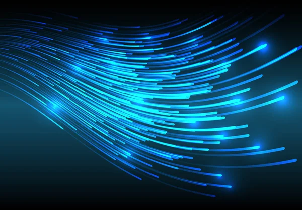 蓝色光纤维线网络互联网对黑色技术背景矢量图 — 图库矢量图片