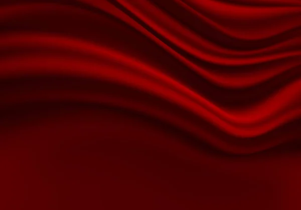 ブラックスペースデザインのレッドファブリックカーテンウェーブモダンラグジュアリー背景テクスチャベクトルイラスト — ストックベクタ