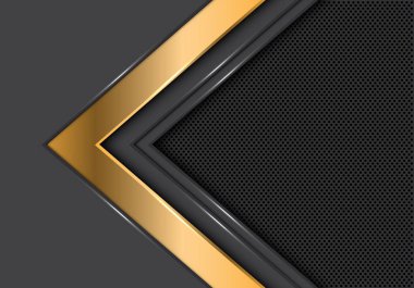 Soyut altın gri ok yön daire örgü tasarım modern fütüristik arka plan vektör illüstrasyon.