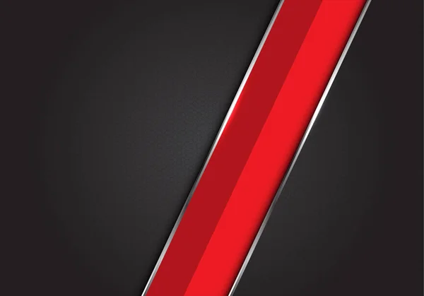 Abstrait Rouge Argenté Ligne Slash Sur Gris Foncé Noir Hexagone — Image vectorielle