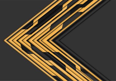 Gri boş alan tasarımı modern fütüristik teknoloji arka plan vektör illüstrasyon soyut sarı devre çizgi ok yönü.