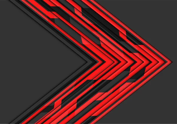 Abstrakt Röd Krets Linje Pil Riktning Grå Tomt Utrymme Design — Stock vektor