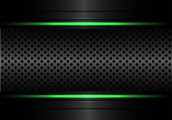 Yeşil çizgi ışık tasarımı modern lüks fütüristik arka plan vektör illüstrasyon ile soyut siyah metalik daire örgü.