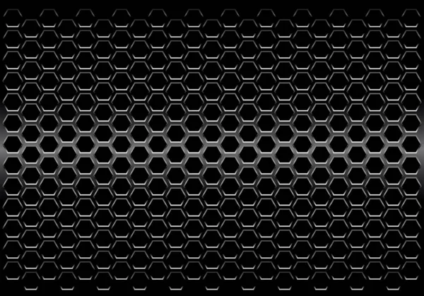 抽象黑色金属六边形网格图案设计现代未来背景矢量插图 — 图库矢量图片