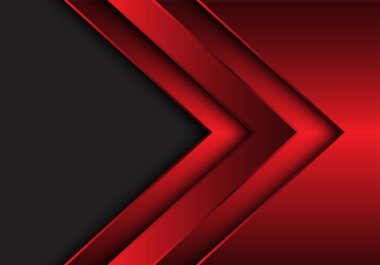 Gri boş alan tasarımı modern fütüristik arka plan vektör illüstrasyon ile soyut kırmızı metalik ok yönü.