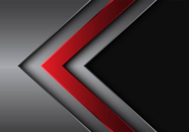 Gri boş alan tasarımı modern fütüristik arka plan vektör illüstrasyonile soyut kırmızı gümüş ok yönü.