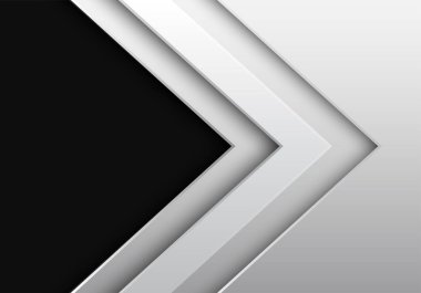 Koyu gri boş alan tasarımı modern fütüristik arka plan vektör illüstrasyon ile soyut beyaz metalik ok yönü.