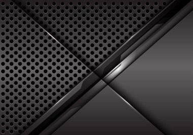 Daire örgü desen tasarım modern fütüristik teknoloji arka plan vektör illüstrasyon çapraz çizgi ile soyut koyu gri metalik devre.