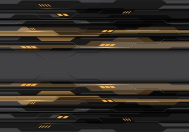 Soyut koyu gri metalik siber devre sarı ışık güç sistemi veri tasarımı modern fütüristik teknoloji arka plan vektörü