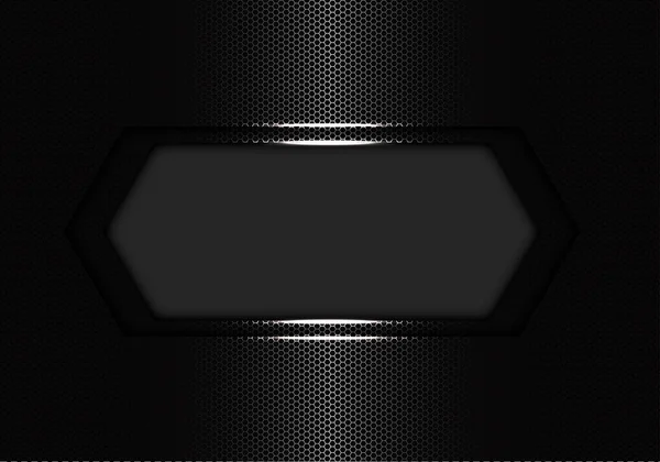 Abstract Dark Grey Banner Blank Space Overlap Silver Hexagon Mesh — Stock Vector