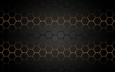 Gri modern lüks fütüristik arka plan vektör illüstrasyon soyut sarı ışık altıgen çizgi.