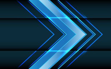 Koyu tasarım modern fütüristik teknoloji arka plan vektör illüstrasyon soyut mavi ışık ok yönü.