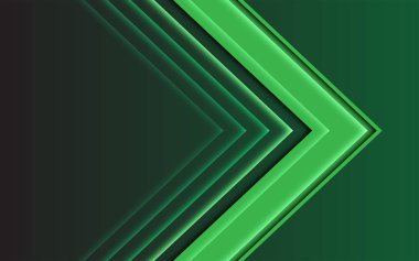 Karanlık tasarım modern fütüristik arka plan vektör illüstrasyon soyut yeşil ışık ok yönü.