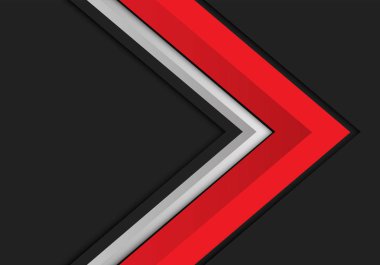 Koyu gri boş alan tasarımı modern fütüristik arka plan vektör illüstrasyon soyut kırmızı beyaz ok 3d yön.