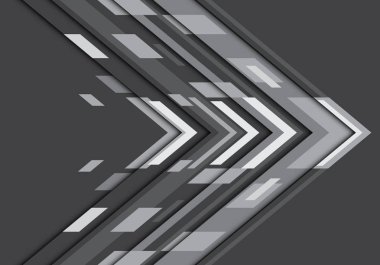 Soyut koyu gri ton ok geometrik yön tasarımı modern fütüristik teknoloji arkaplan çizimi.