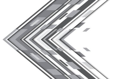 Beyaz tasarım üzerinde soyut gri ton oku geometrik yönü modern fütüristik teknoloji arkaplan çizimi.