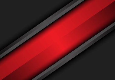 Soyut kırmızı pankart ve koyu gri metalik dizayn modern fu