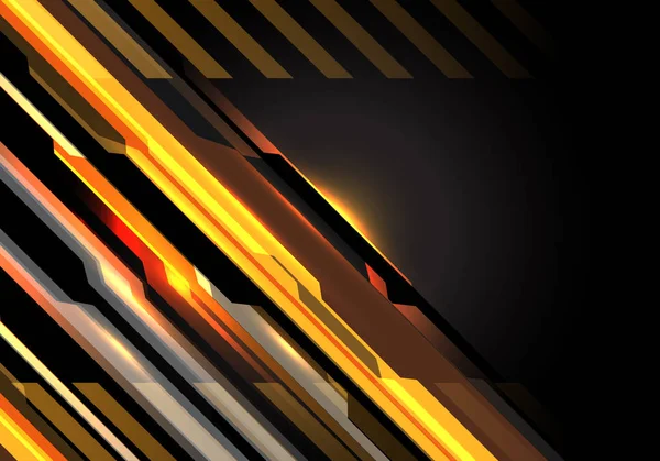 Abstrakt guld geometrisk ljuskrets med svart tomt utrymme design modern futuristisk teknik bakgrund vektor illustration. — Stock vektor